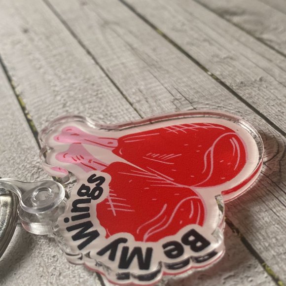 Valentines Day Keychain - Chicken Wing Acrylic Keychain - Custom Made - Be My Wi - Picture 3 of 5